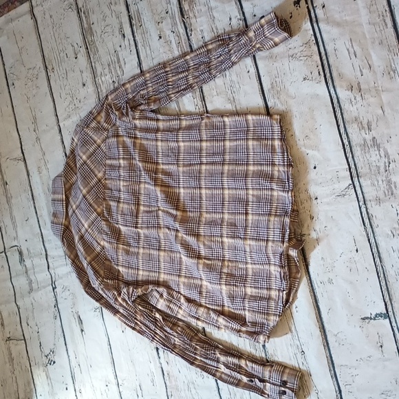 Gramicci Brown Yellow Plaid Cotton Long Sleeve Button Up Shirt M - Picture 8 of 8